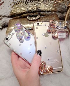 Elegant Gem Bling Rhinestones Flower Design Clear Hard Shell Case for iPhone 5/5S