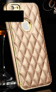 Quilted Lamb Skin Leather Felt Aluminium Steel Bumper Case for iPhone 6 4.7 inches