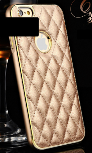 Quilted Lamb Skin Leather Felt Aluminium Steel Bumper Case for iPhone 6 Plus 5.5 inches