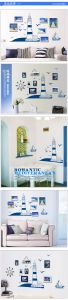 Mediterranean Style Blue Light House & Boat Decorative Wall Art Stickers